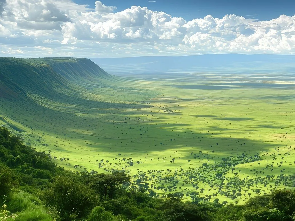 Green highland valley in Tanzania